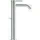 Hochstehender Chrom-Wasserhahn von Ideal Standard mit seitlichem Hebel und geschwungenem Auslauf, geeignet für moderne Waschtische.